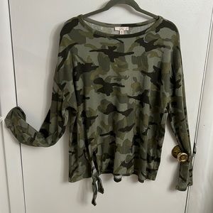 Fleece Military Green Camo Long Sleeve Tee | XXL